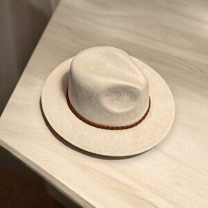Beige Suede Brown Leather Band Fedora Western Cowboy Hat - NEW